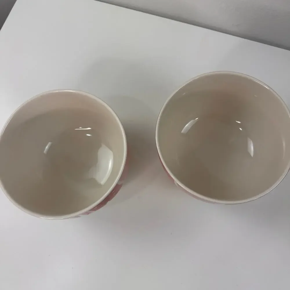 Anthropologie Night Sky Cereal Bowls Watercolor Gold Star Ceramic Round Set of 2